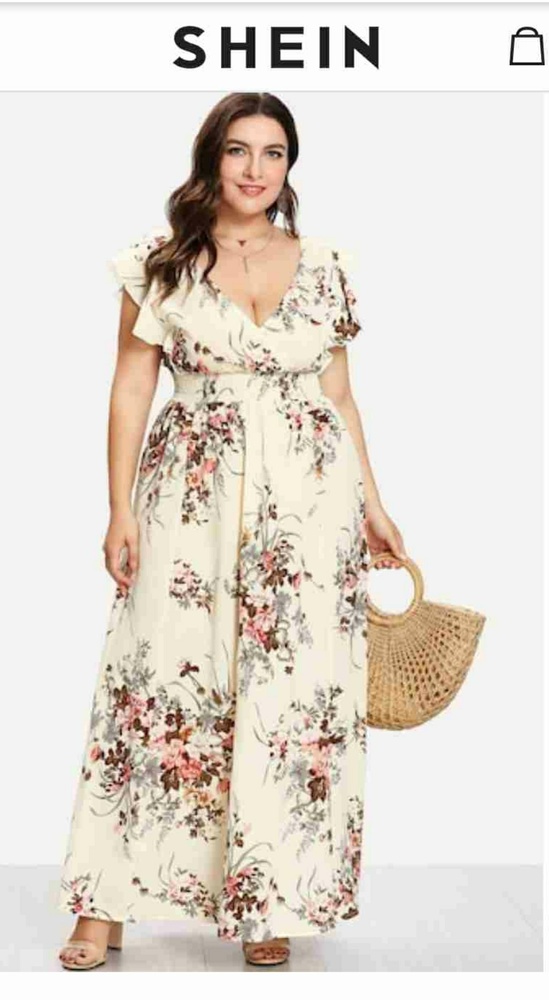 NWOT Trim Shirred Waist Floral Dress